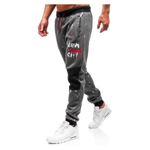 Spodnie męskie dresowe joggery grafitowe Denley 55066  Denley 2XL promocyjna cena  