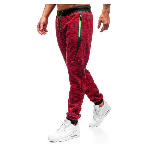 Spodnie męskie dresowe joggery czerwone Denley 55051 Denley  M  wyprzedaż 
