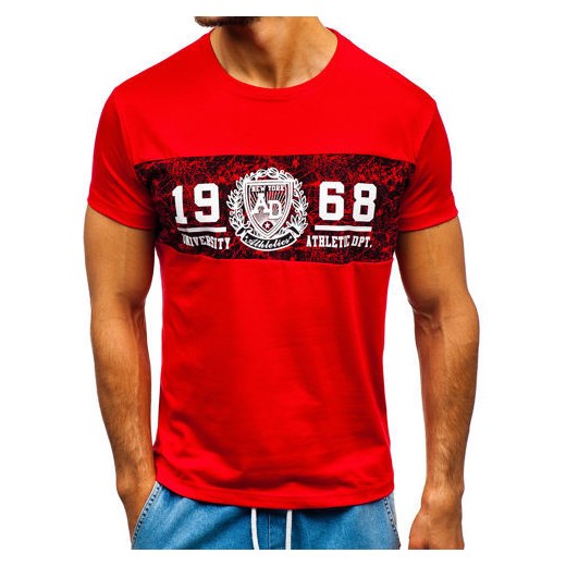 T-shirt męski z nadrukiem czerwony Denley 10813  Denley L okazja  