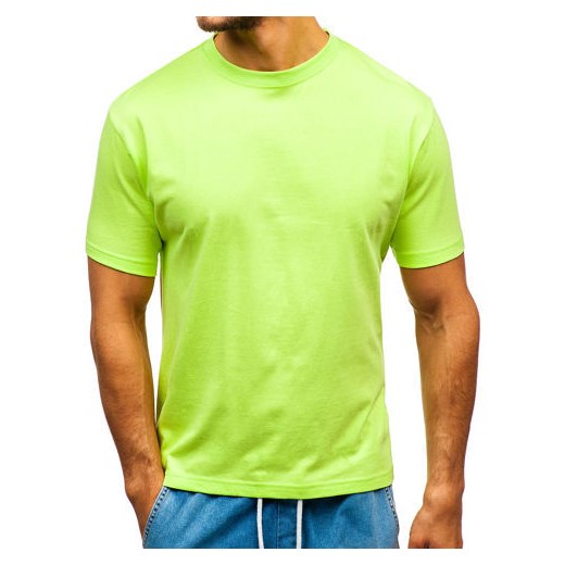 T-shirt męski bez nadruku seledynowy Denley T1047 Denley  L wyprzedaż  