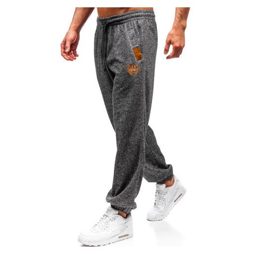 Spodnie męskie dresowe joggery czarne Denley Q3471  Denley XL promocyjna cena  