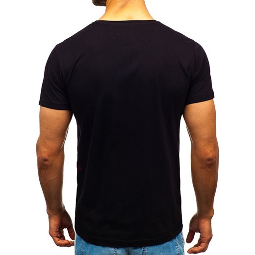 T-shirt męski z nadrukiem czarny Denley 2045 Denley  XL okazyjna cena  