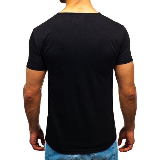 T-shirt męski z nadrukiem czarny Denley KS1865 Denley  XL promocja  