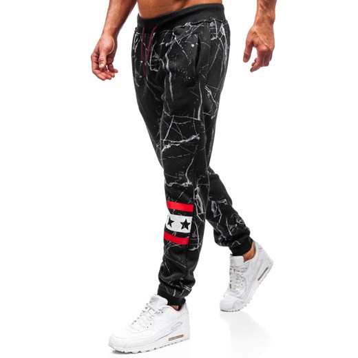 Spodnie męskie dresowe joggery czarne Denley 55068  Denley M wyprzedaż  