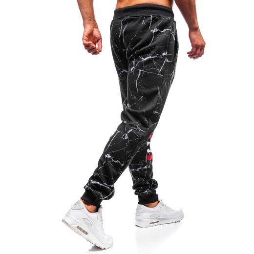 Spodnie męskie dresowe joggery czarne Denley 55068  Denley L promocyjna cena  