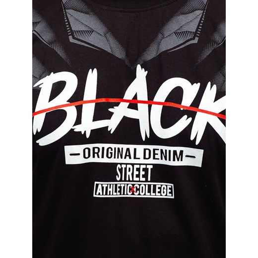 T-shirt męski z nadrukiem czarny Denley 14208  Denley M okazyjna cena  