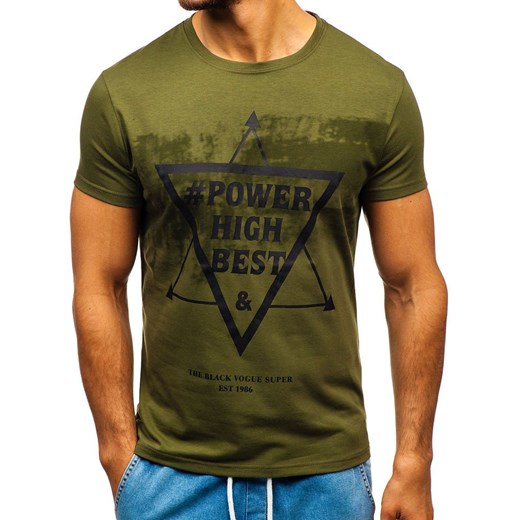 T-shirt męski z nadrukiem zielony Denley 10890  Denley XL promocyjna cena  
