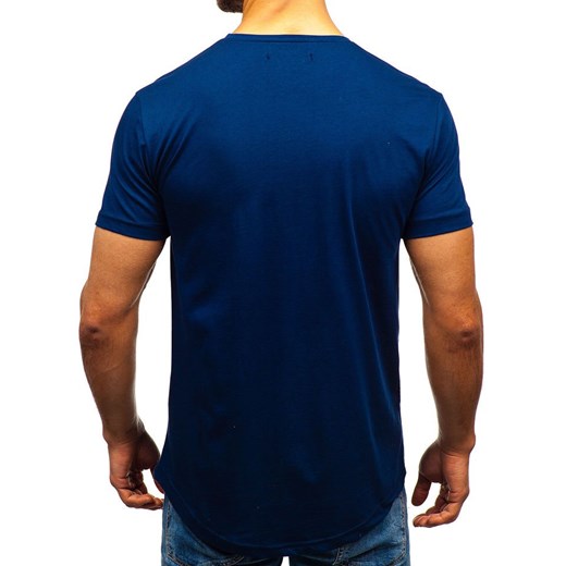 T-shirt męski z nadrukiem indigo Denley 181606-A  Denley S okazyjna cena  