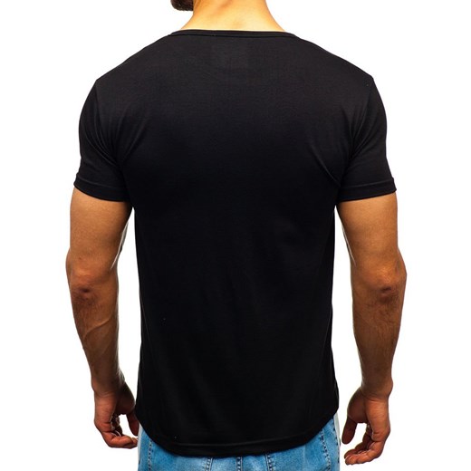 T-shirt męski z nadrukiem czarny Denley KS1861 Denley  M  okazja 