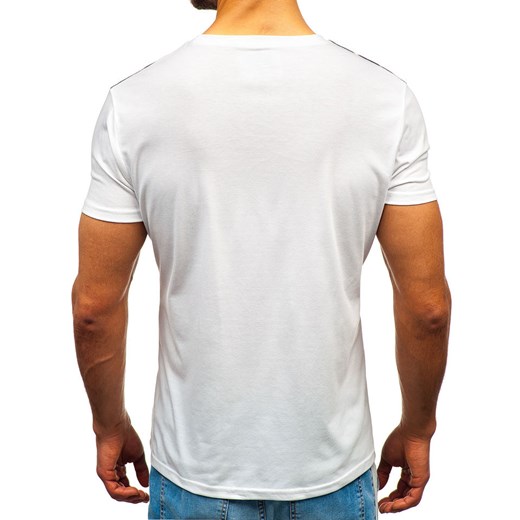 T-shirt męski z nadrukiem biały Denley 10880  Denley 2XL  okazja 
