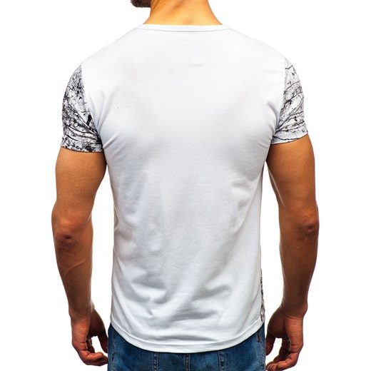 T-shirt męski z nadrukiem biały Denley SS653  Denley L okazyjna cena  