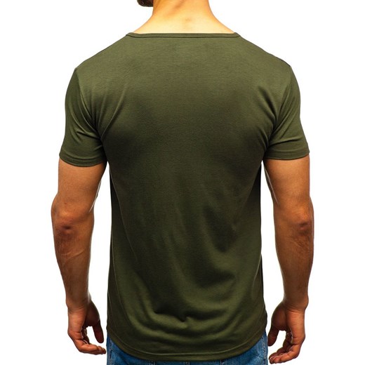 T-shirt męski z nadrukiem zielony Denley KS1825 Denley  XL promocyjna cena  