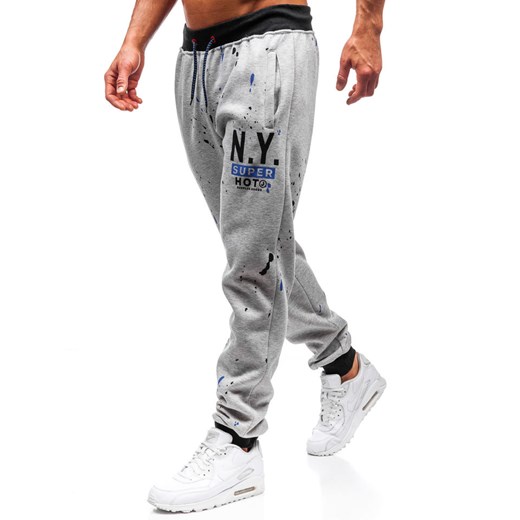 Spodnie męskie dresowe joggery szare Denley 55067  Denley L  promocyjna cena 