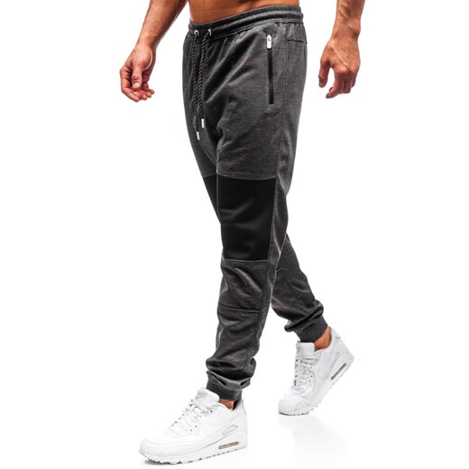 Spodnie męskie dresowe joggery grafitowe Denley Q3854  Denley XL wyprzedaż  