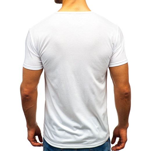 T-shirt męski z nadrukiem biały Denley KS1856  Denley M wyprzedaż  