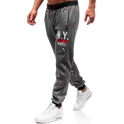 Spodnie męskie dresowe joggery grafitowe Denley 55067 Denley  2XL okazyjna cena  