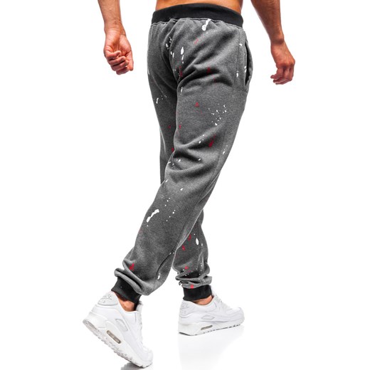 Spodnie męskie dresowe joggery grafitowe Denley 55067  Denley XL okazyjna cena  