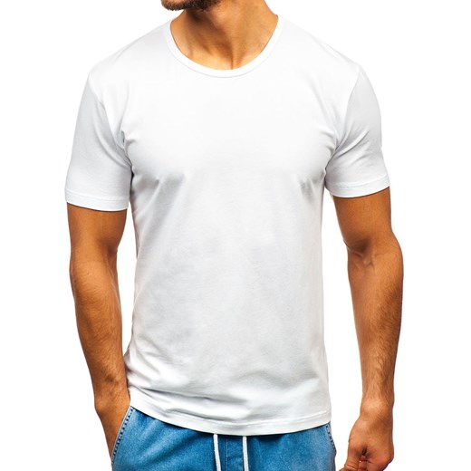 T-shirt męski bez nadruku biały Denley T1279  Denley XL okazyjna cena  