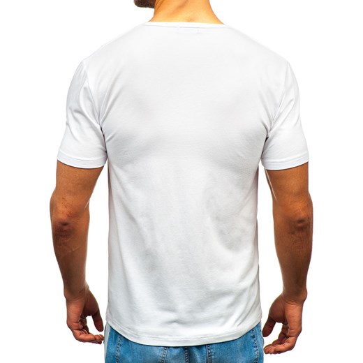 T-shirt męski bez nadruku biały Denley T1279  Denley 2XL wyprzedaż  