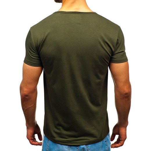 T-shirt męski z nadrukiem zielony Denley KS1876 Denley  XL okazyjna cena  
