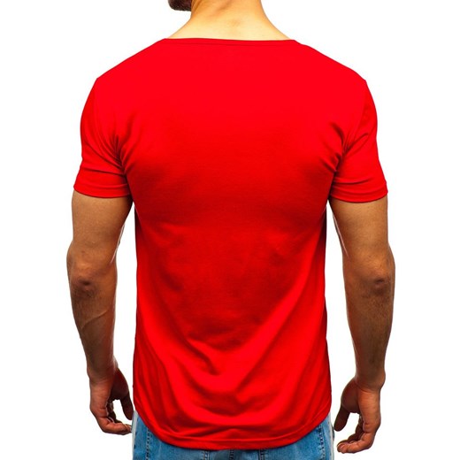 T-shirt męski z nadrukiem czerwony Denley KS1842  Denley L okazja  