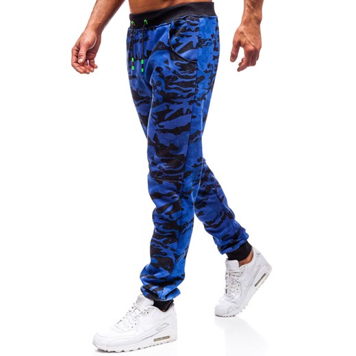 Spodnie męskie dresowe joggery moro-niebieskie Denley 55025 Denley  XL okazyjna cena  