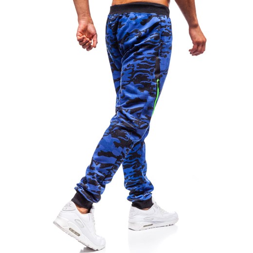 Spodnie męskie dresowe joggery moro-niebieskie Denley 55025  Denley XL  promocyjna cena 