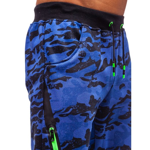 Spodnie męskie dresowe joggery moro-niebieskie Denley 55025 Denley  2XL  okazyjna cena 