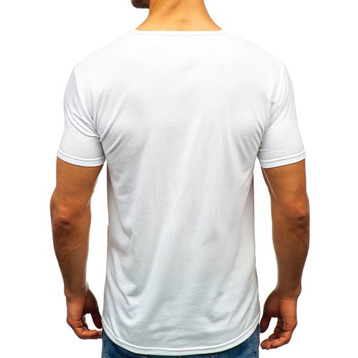 T-shirt męski z nadrukiem biały Denley KS1811 Denley  M wyprzedaż  