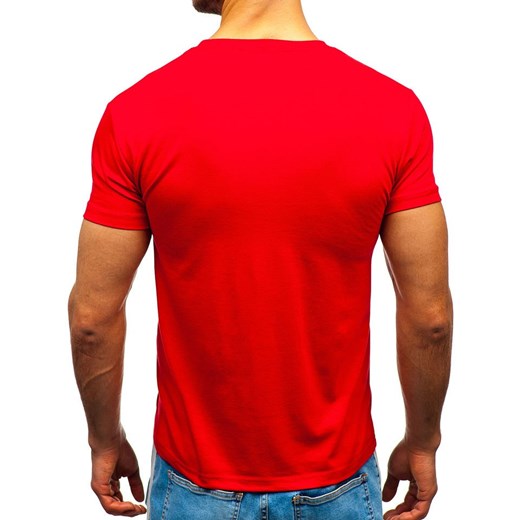T-shirt męski z nadrukiem czerwony Denley 10813 Denley  2XL promocja  