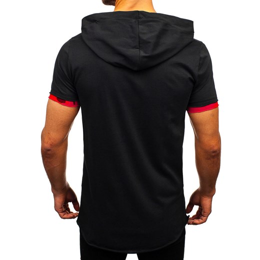 T-shirt męski z nadrukiem i  kapturem czarny Bolf 1185  Denley L  promocyjna cena 