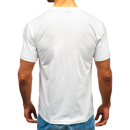 T-shirt męski bez nadruku biały Denley T1046 Denley  3XL wyprzedaż  