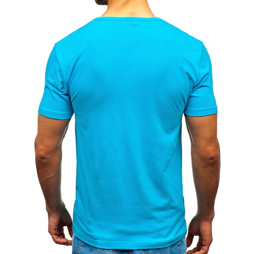T-shirt męski bez nadruku turkusowy Denley T1043  Denley 2XL promocja  