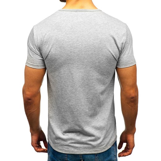 T-shirt męski z nadrukiem szary Denley KS1869  Denley M okazja  