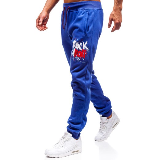 Spodnie męskie dresowe joggery niebieskie Denley 55089 Denley  2XL okazja  