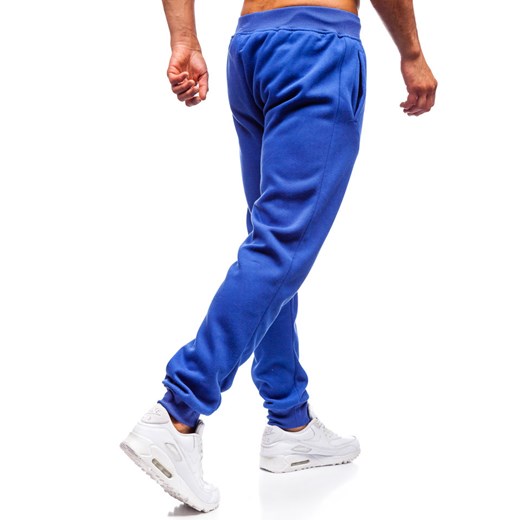 Spodnie męskie dresowe joggery niebieskie Denley 55089 Denley  XL okazyjna cena  