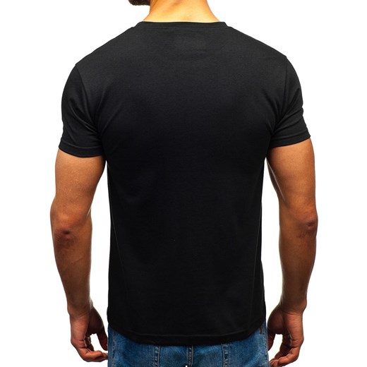 T-shirt męski z nadrukiem czarny Denley 10891 Denley  L okazyjna cena  