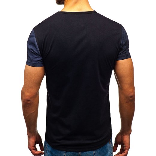 T-shirt męski z nadrukiem czarny Denley SS660  Denley S promocja  
