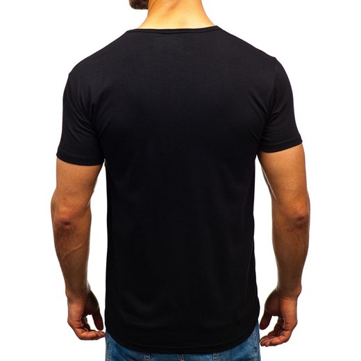 T-shirt męski z nadrukiem czarny Denley KS1870  Denley 2XL wyprzedaż  