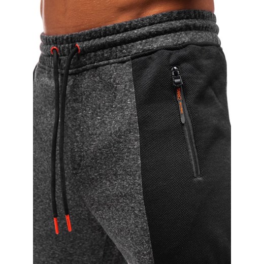 Spodnie męskie dresowe joggery antracytowo-pomarańczowe Denley Q3774 Denley  XL okazyjna cena  