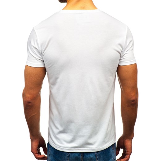 T-shirt męski z nadrukiem biały Denley 10896  Denley 2XL wyprzedaż  