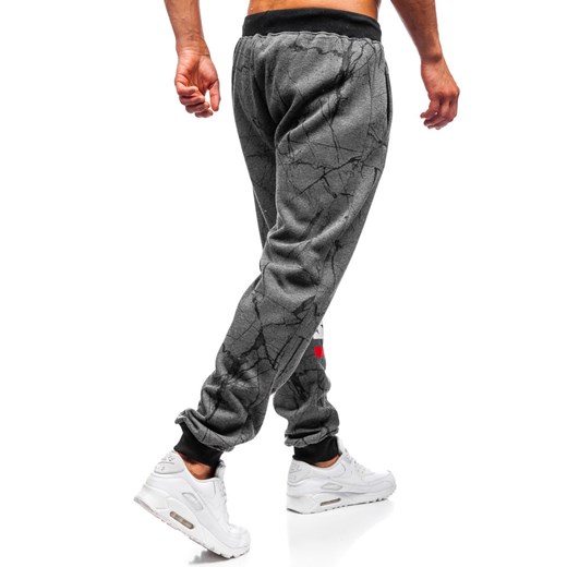 Spodnie męskie dresowe joggery grafitowe Denley 55068 Denley  XL okazja  