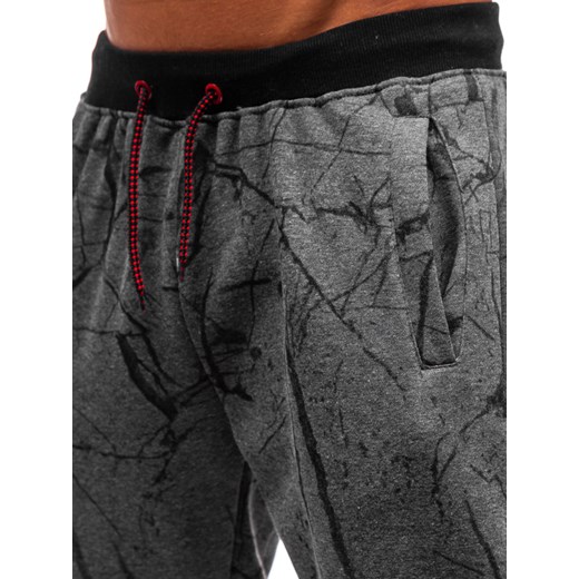 Spodnie męskie dresowe joggery grafitowe Denley 55068 Denley  L  okazyjna cena 