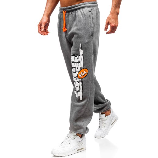 Spodnie męskie dresowe joggery grafitowe Denley Q3240  Denley XL  okazja 