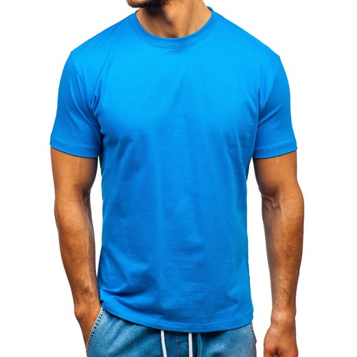 T-shirt męski bez nadruku niebieski Denley T1047 Denley  2XL okazja  