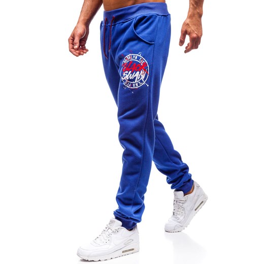 Spodnie męskie dresowe joggery niebieskie Denley 55086 Denley  L promocja  