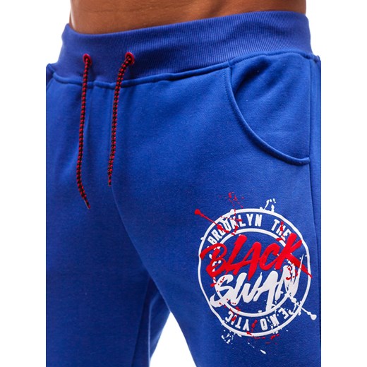 Spodnie męskie dresowe joggery niebieskie Denley 55086 Denley  M promocja  
