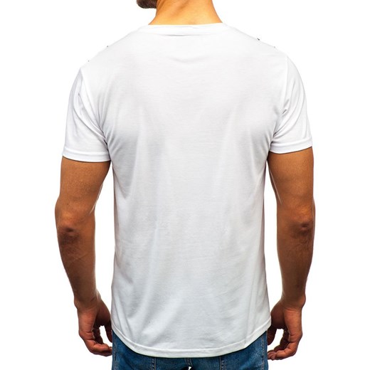 T-shirt męski z nadrukiem biały Denley 10810 Denley  L okazja  