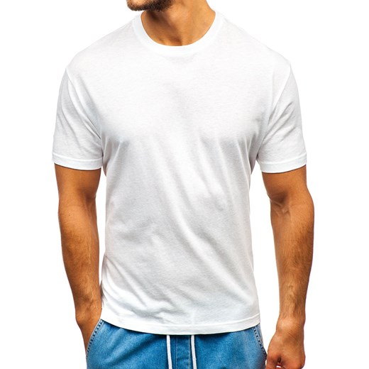T-shirt męski bez nadruku biały Denley T1427  Denley XL wyprzedaż  