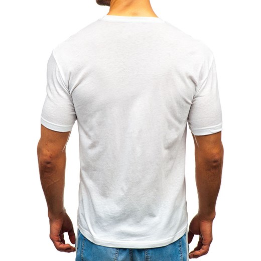 T-shirt męski bez nadruku biały Denley T1427  Denley 3XL okazyjna cena  